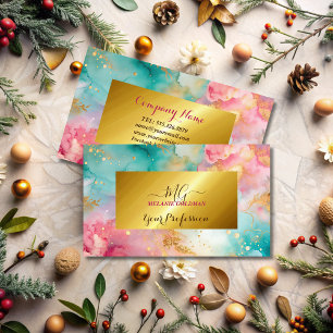 Carte De Visite feuille d'or rose rose moderne