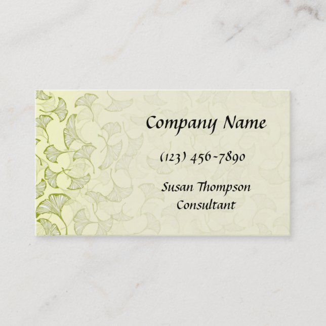 Carte De Visite Feuille en baisse professionnel élégant de Ginkgo (Devant)