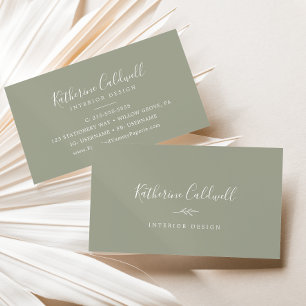 Carte De Visite Feuille minimale   Sage Green