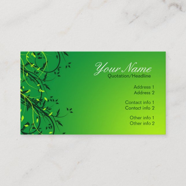 Carte de visite Feuille vert (Devant)