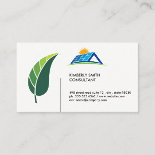 Carte De Visite Feuille verte   Panneau solaire