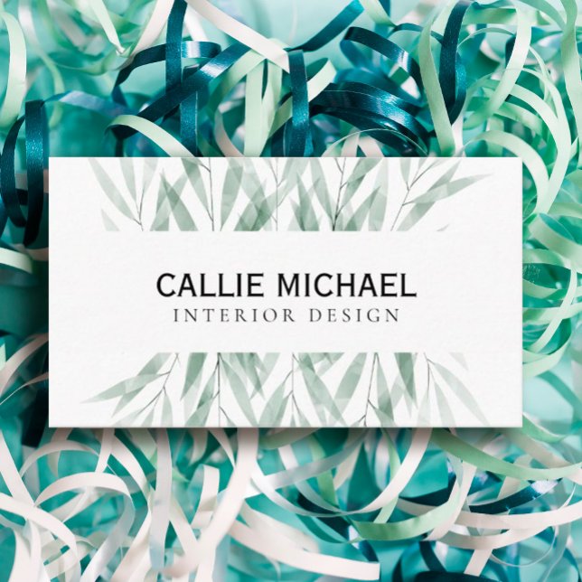 Carte De Visite Feuille verte simple face (#sagegreen #greenery #leaf #stylist #gardener #planner #designer #interior #plants)