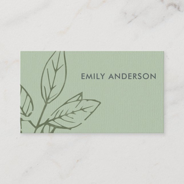 CARTE DE VISITE FEUILLES BROWN MODERNES CONTEMPORAINS SKY BLEU RUS (Devant)