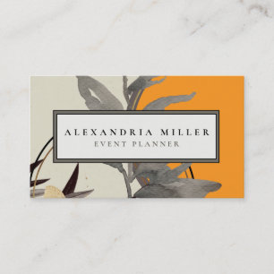 Carte De Visite Feuilles d'aquarelle Abstraits modernes Orange