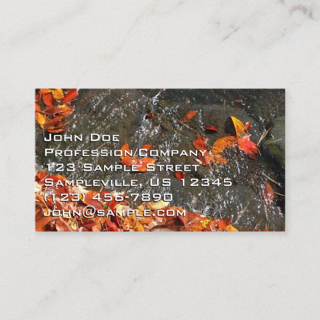 Carte De Visite Feuilles d'automne dans la cascade I Photographie  (Devant)