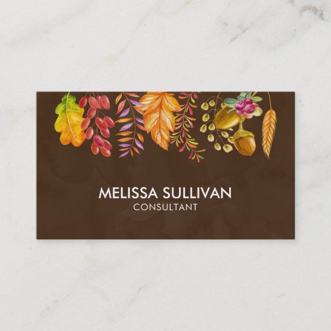 Carte De Visite Feuilles d'automne et frontière de feuillage (Devant)