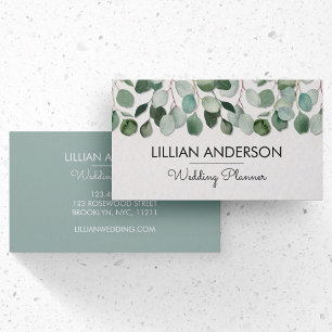 Carte De Visite Feuilles de eucalyptus florales à l'aquarelle mode