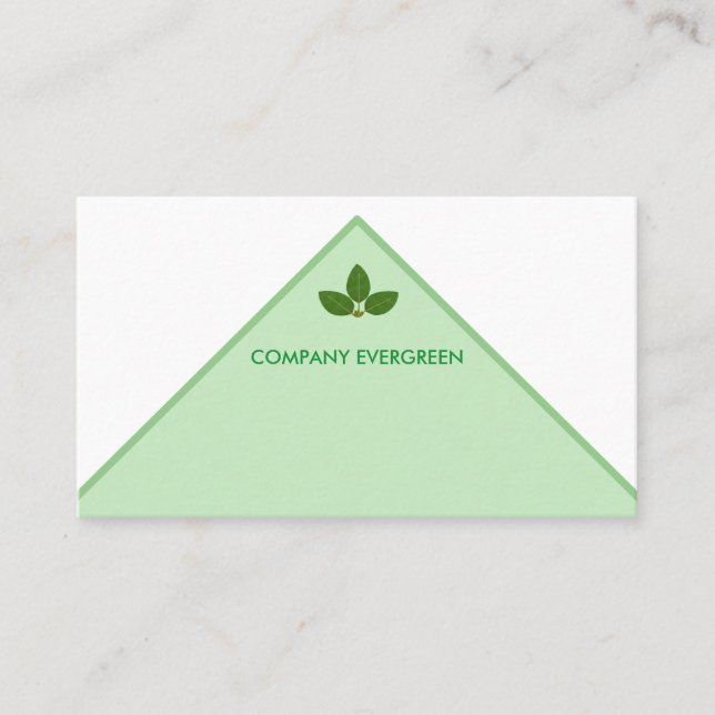 Carte De Visite Feuilles de la baie moderne sur vert et blanc (Devant)