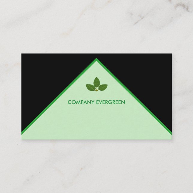 Carte De Visite Feuilles de la baie moderne sur vert et noir (Devant)