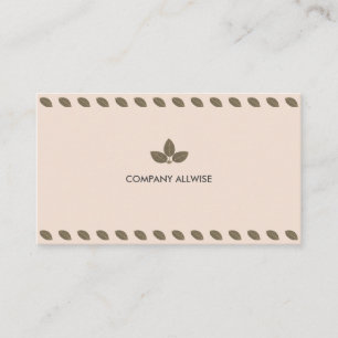 Carte De Visite Feuilles de Laurier Élégantes sur Fond Beige