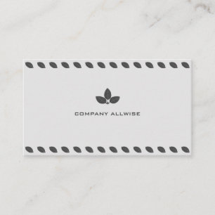 Carte De Visite Feuilles de Laurier Gris Élégant sur Couleur Argen