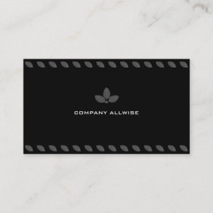 Carte De Visite Feuilles de Laurier Gris Moderne sur Fond Noir