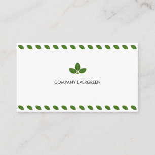 Carte De Visite Feuilles de Laurier Vert Moderne sur Fond Blanc