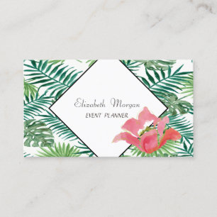 Carte De Visite Feuilles de palmier tropical moderne Hibiscus hawa