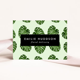 Carte De Visite Feuilles de palmiers, Feuilles verts, fleuriste, b