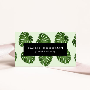 Carte De Visite Feuilles de palmiers, Feuilles verts, fleuriste, b