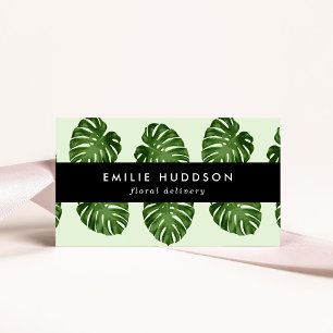 Carte De Visite Feuilles de palmiers, Feuilles verts, fleuriste, b