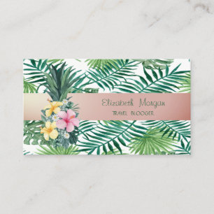 Carte De Visite Feuilles de palmiers tropicaux modernes, Fleurs d'