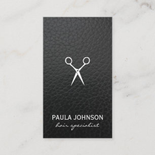 Carte De Visite Feuilles de salon en cuir noir