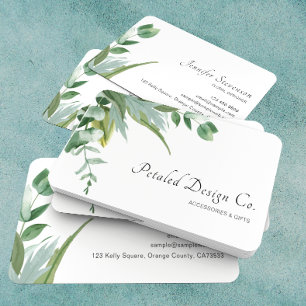 Carte De Visite Feuilles d'eucalyptus à l'aquarelle verdure