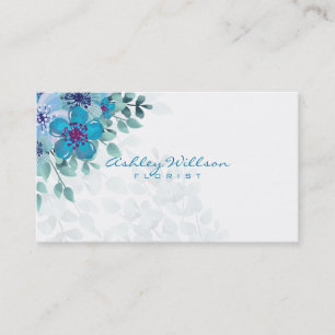 Carte De Visite Feuilles Et Fleurs Aquarelles