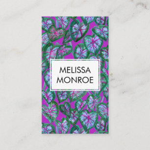 Carte De Visite Feuilles tropicaux Caladium aquarelle illustrée