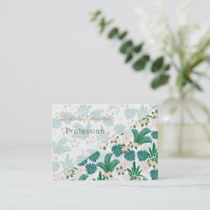 Carte De Visite Feuilles tropicaux et fleurs Motif blanc