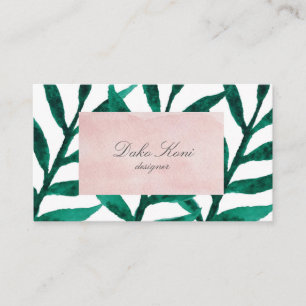 Carte De Visite Feuilles verts minimalistes