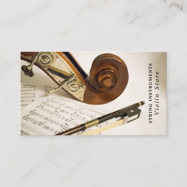 Carte De Visite Feuillet de notes pour violon, Boutique d'instrume (Devant)