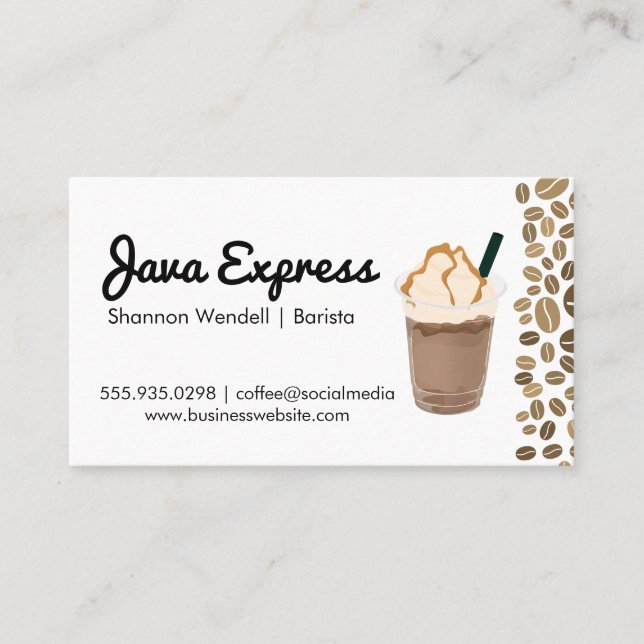 Carte De Visite Fèves de café | Boisson Cold Brew (Devant)