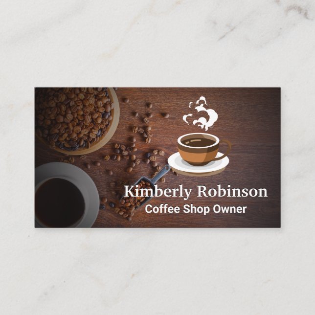 Carte De Visite Fèves de café | Coupe Fraîche à la vapeur (Devant)