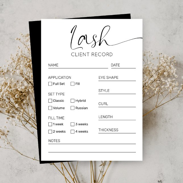 Carte De Visite Fiche client minimale noire et blanche (Créateur téléchargé)