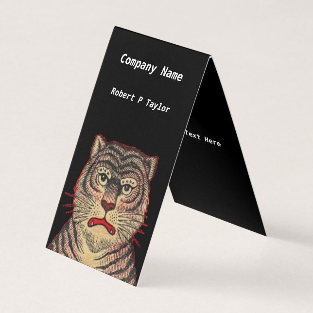 Carte De Visite Fierce Tiger Tête Noir rayures Rouge Outline Noir (Devant)