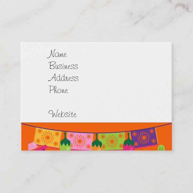 Carte De Visite Fiesta Party Sombrero Cactus Lims Peppers Maracas (Devant)