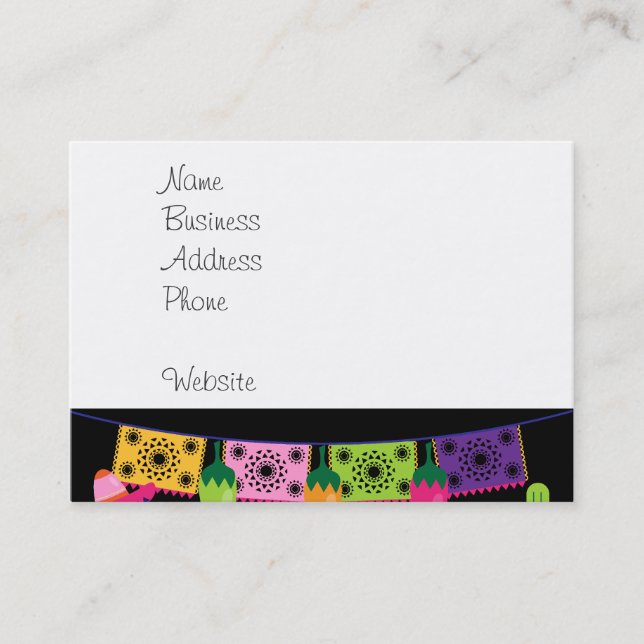 Carte De Visite Fiesta Party Sombrero Cactus Lims Peppers Maracas (Devant)