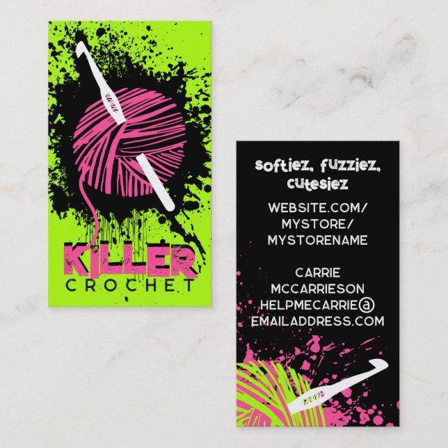 Carte De Visite Fil explosion crochet crochet crochet artisanat mo (Devant / Derrière)