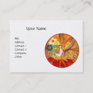 Carte De Visite FILE DE FLEURS MONOGRAMME, Perle blanche jaune rou