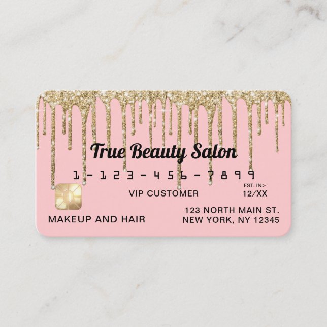 Carte De Visite Fille Blush Pink Gold Parties scintillant Drives C (Devant)