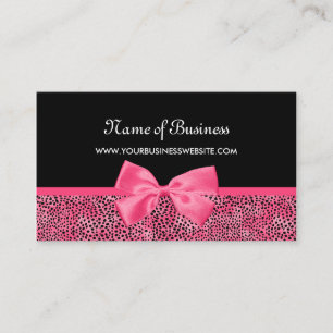 Carte De Visite Fille Cheetah noir et rose Imprimer Cute Ribbon