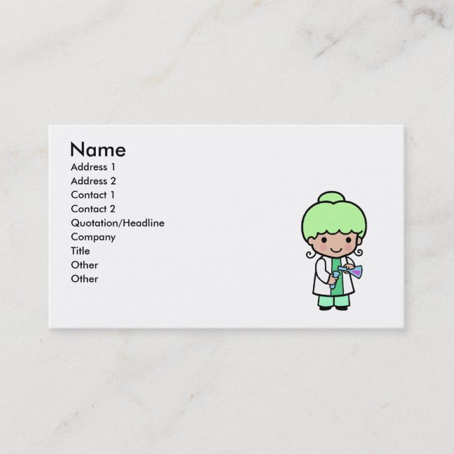 Carte De Visite Fille de scientifique (Devant)