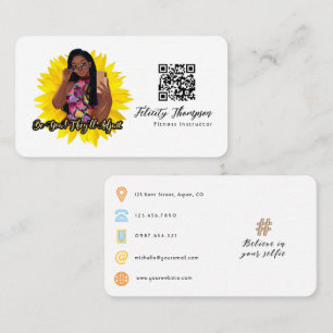 Carte De Visite Fille de selfie à la mode Code QR