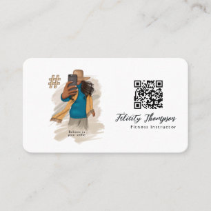 Carte De Visite Fille de selfie à la mode Code QR