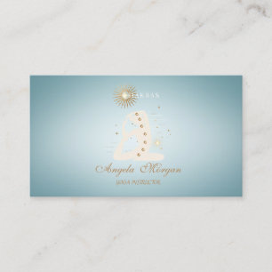 Carte De Visite Fille de yoga silhouette bleu élégant