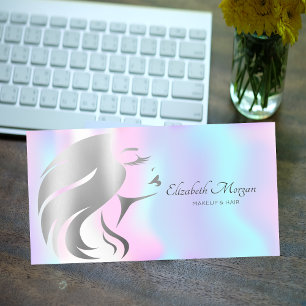 Carte De Visite Fille élégante moderne silhouette holographique de