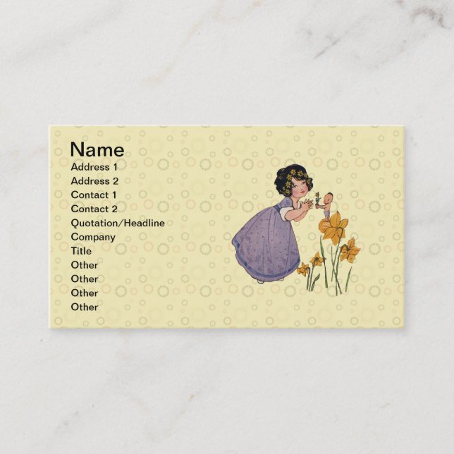 Carte De Visite Fille Elf Fairy Daffodil Antique Pâques (Devant)
