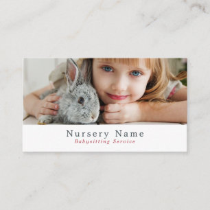 Carte De Visite Fille et lapin, baby-sitter, garderie, garderie