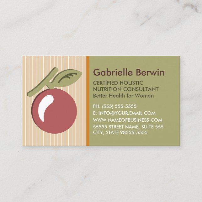 Carte De Visite Fille Holistic Nutrition Consultant Santé des femm (Devant)