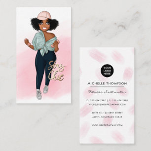 Carte De Visite Fille instructrice de fitness afro branchée
