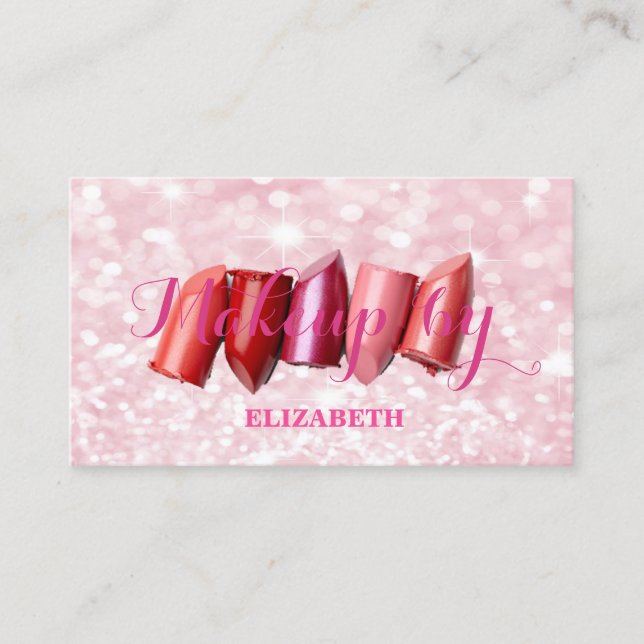 Carte De Visite Fille Moderne Professionnel, Glitterie, Bokeh, Lin (Devant)