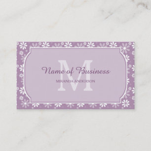 Carte De Visite Fille Monogramme Lumière Purple Daisy Fleurs et no